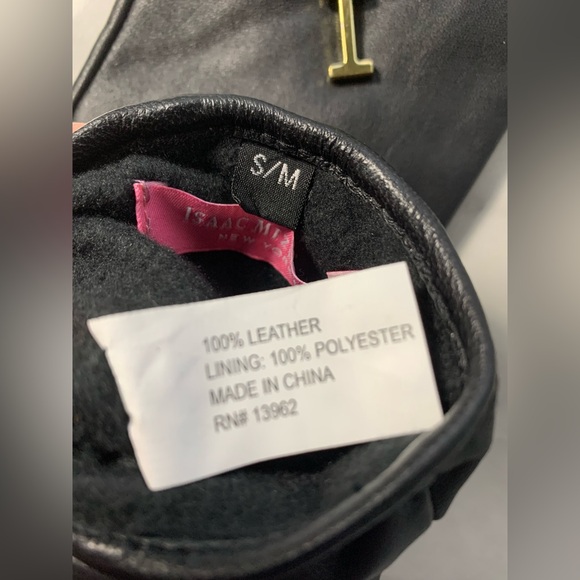 Elegant Leather Driving Gloves Black Gold Tone Zipper Detail S/M Isaac Mizrahi - Picture 7 of 15